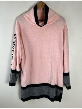 Vintage Mondi Grey Pink Wool Angora Tunic Cowl Neck Sweater Size 38 US Medium
